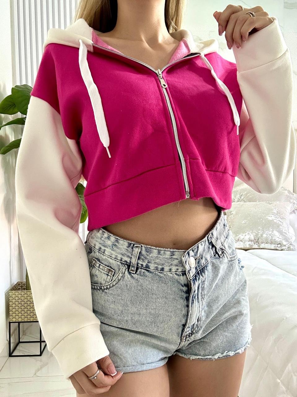 Campera crop combinada