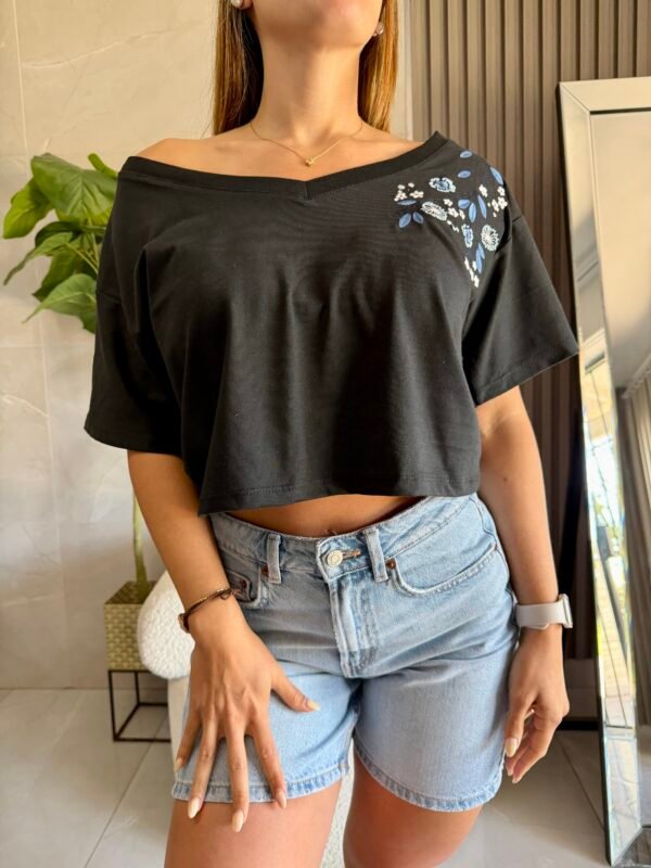 Reme CROP FLORES AZULES - Imagen 3